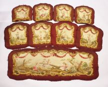 A SUITE OF FRENCH ABUSSON FABRIC from a settee and arm chairs,settee back piece, 5ft 6ins long,