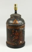 A OLD TOLEWARE TEA TIN LAMP 14ins high