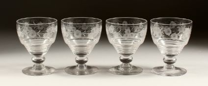 A SET OF FOUR GOBLETS engraved with hops.