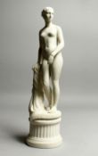 A PARIAN STANDING NUDE ON A PEDESTAL, possibly Copeland. 14ins high
