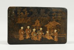 A CHINESE LACQUER BOX AND COVER