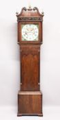 A GEORGE III MAHOGANY LONGCASE CLOCK BY BANKS, OLDHAM, with an eight day moonphase movement,