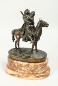 FABR. C. F. WUERFFEL A GOOD RUSSIAN BRONZE, kissing on horseback Signed, 9ins high
