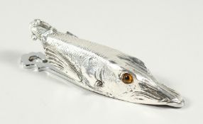 A SILVER PLATE PIKE PAPER CLIP 5ins long