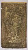 TWO LATE 19TH/EARLY 20TH CENTURY BELGIUM TAPESTRY WALL HANGINGS, one depicting cherubs in a wooded