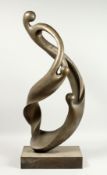 A LARGE STANDING ABSTRACT BRONZE. 34ins high