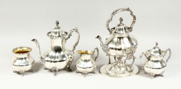 A SUPERB STERLING SILVER FIVE PIECE TEA SET BY POOLE, active in Taunton, Massachusetts from 1982 -