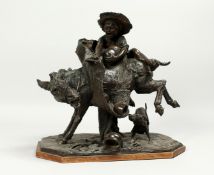 EMILIO BENLLIURE Y MORALES (19TH CENTURY) SPAINISH. A GOOD BRONZE OF A BOY AND A DONKEY being