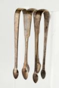 THREE SILVER SUGAR TONGS