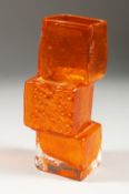 A GOOD WHITEFRIARS DRUNKEN BRICKLAYER ORANGE VASE. 8.5ins high.