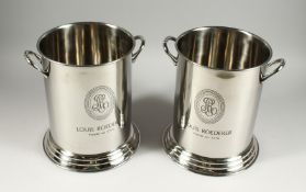 A PAIR OF LOUIS ROEDERER CIRCULAR TWO HANDLED WINE COOLERS 9.5ins high