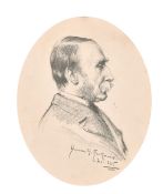 Herman Gustave Herkomer (1862-1935) American, A head and shoulders sketch of a gentleman, in