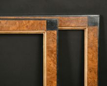 A pair of ebonised and burr wood frames, rebate size 12.25