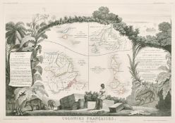 A pair of prints from the 'Atlas Universal Illustre', 'Colonies Francaises and Amerique
