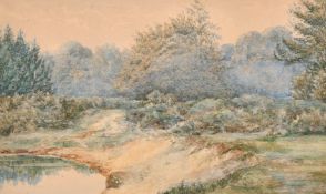Circle of R W Fraser, A woodland scene with a pond, watercolour, 13
