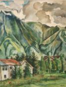 Gustav Adolf Schaffer (1881-1937) German, A view of a mountain valley, oil on paper, signed with