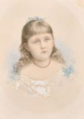 19th/20th century British school, A head and shoulders portrait of a girl, watercolour/bodycolour,