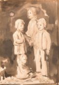 Ambrose McEvoy, A.R.A (1877-1927) British, Study of a group of children (in the Manner of Augustus