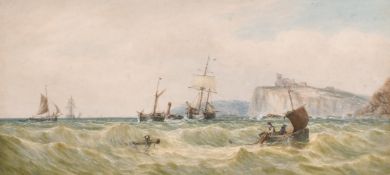 J. F. Branegan (1843-1911) British/Irish, 'Peel Castle', ships off the coast of the Isle of Man,