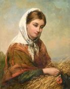 Edward John Cobbett (1815-1899) British, A young country woman bringing in the harvest, oil on