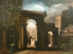 Philip Hugh Padwick (1876-1958) British, Figures by a classical archway, oil, 13.5