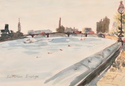 Martin Millard, A study of Battersea bridge, watercolour mixed media, signed andinscribed, 7.25
