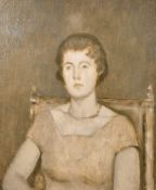 Early 20th century English school, A bust length portrait of a seated lady, oil on canvas, 30