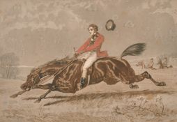 'Too Fast To Last' A print of a horse riding scene, chromolithograph, signed and inscribed l.l., l.