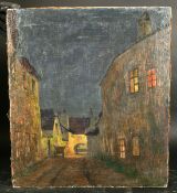 Hans Katzler (1881-1952), A moonlit street scene, oil on canvas, 24.5