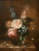 G. Lane (20th century) A Pair of oil on board still life paintings of mixed flowers, signed, 10