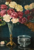 Raymond Tassoul (b. 1887) French, A still life study of flowers and other objects, oil on canvas,