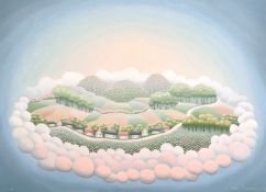 Ivan Rabuzin (1921-2008) Croatia, A Na ve view of a rural village, oil on canvas, signed and