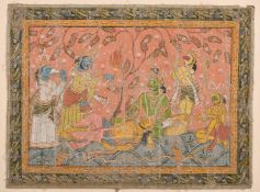 An early Puri or Rachrajpur school, scene from Puranas Mythology, mixed media on linen, 15.25