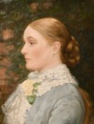 19th/20th century, A head and shoulders portrait of a lady in profile, oil on canvas, 9