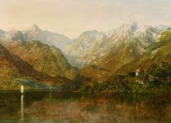 H. Tiffin (19th century) British, 'The Lake of Como', oil on panel, inscribed verso, 18