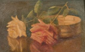Follower of Fantin Latour, A still life study of roses, oil on board, 8