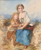 After James John Hill (1811-1882) British, A mother and child in an outdoor setting, watercolour,