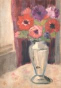 K. H. Ara (1914-1985) Indian, A still life of flowers in a vase in an interior, oil, signed, 13.5