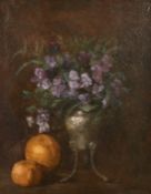 Late 19th century French school, A still life study of fruit and flowers, oil on canvas, 16