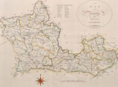 J. Cary, Early hand coloured engraved map of Berkshire, 16