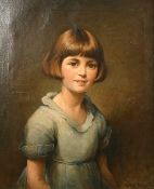 Frank Beresford, circa 1924, A half-length portrait of a child, oil on canvas, inscribed 'Madge