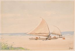 Circle of A O Lamplough, Escarpment on the river Nile along with another Egyptian scene by another