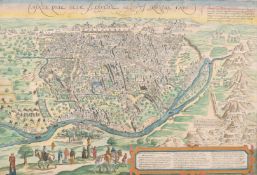 A 16th century town plan of Cairo, 'Cairus Quae Olim Babylon' by Brawn + Hoganberg, probably later