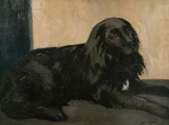 Sydney Merrills, circa 1923, A study of a recumbent dog, oil on canvas, signed, signed and inscribed
