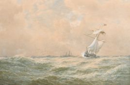 George Stanfield Walters (19th/20th century) British, 'Shortening Sail for Pilot of Helwick, Bristol