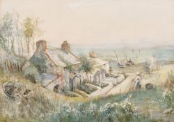 Joseph Hughes Clayton (1870-1930) British. Cottages by the Sea, Watercolour, Signed, 14