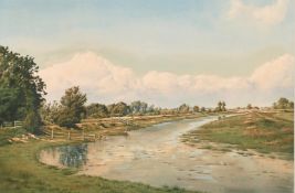 Joan Morgan (20th century) British, 'Flood Tide Alfriston', watercolour, signed, 10