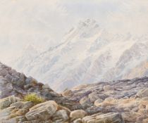 Laurence William Wilson (1850-1912) British, 'Mount Cook', a New Zealand view, watercolour, signed