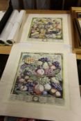 Two French colour prints depicting a month of the year, unframed.
