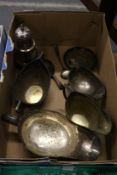 A group of silver items to include sauce boats and a sugar caster.